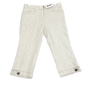Monnari Capri Pants 100% Ramia Ramie Cropped Stitched Details NWT Sz 42 Waist 34